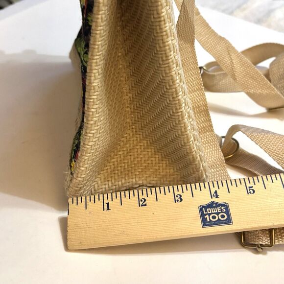 Mexican Maria Doll Backpack Straw Woven Bag Side Snaps Adjustable Straps - Picture 12 of 13